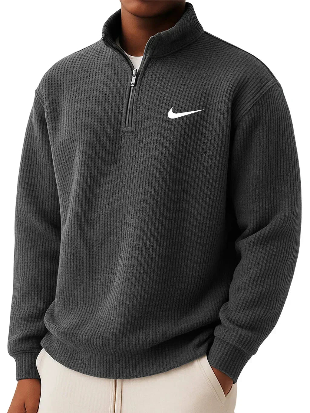 Sweatshirt mit Kragen und halbem Reißverschluss
