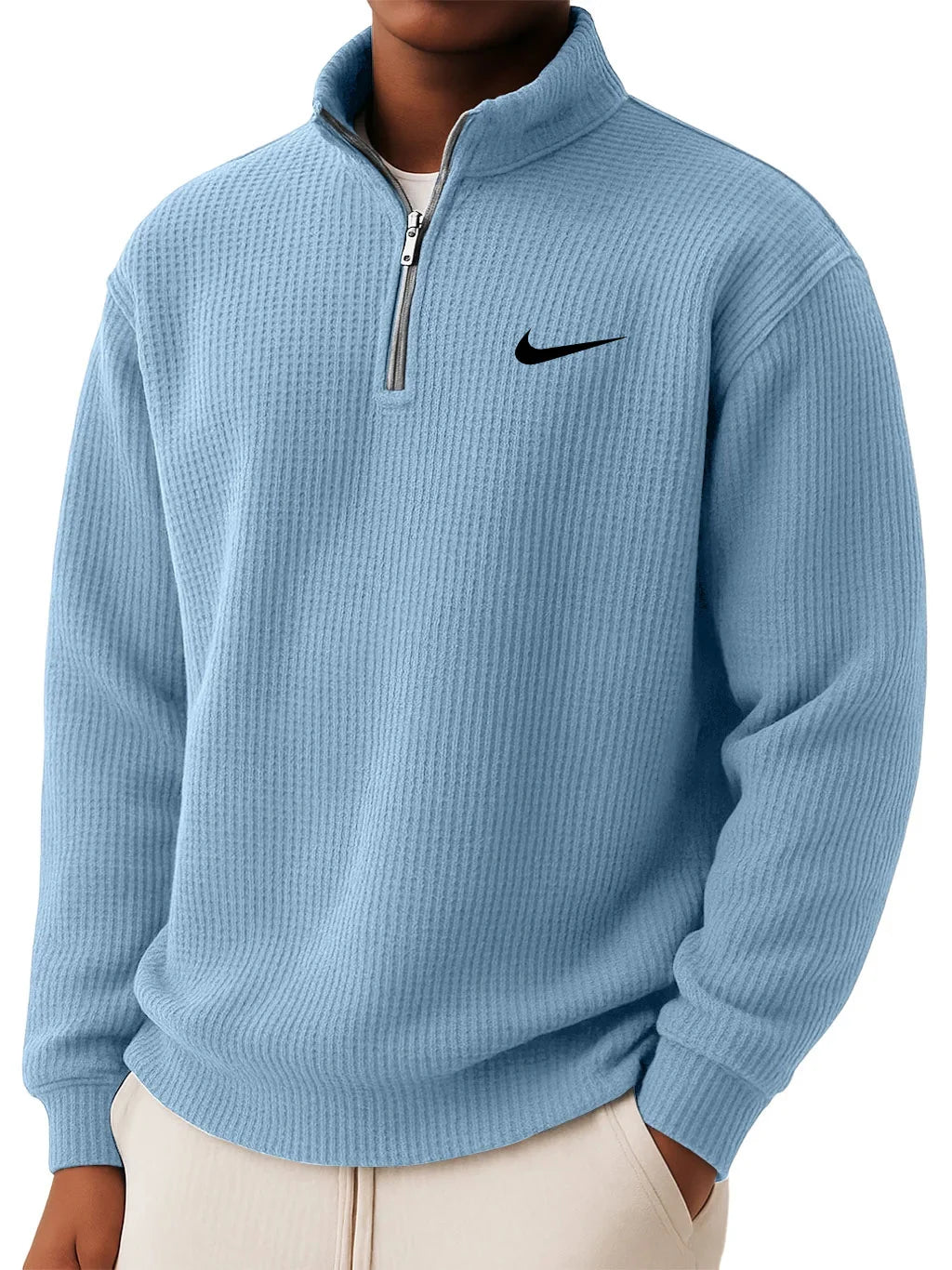 Sweatshirt mit Kragen und halbem Reißverschluss