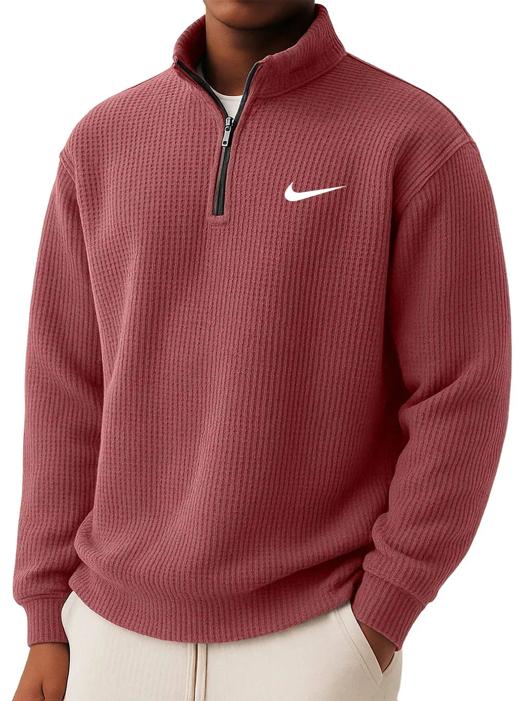 Sweatshirt mit Kragen und halbem Reißverschluss