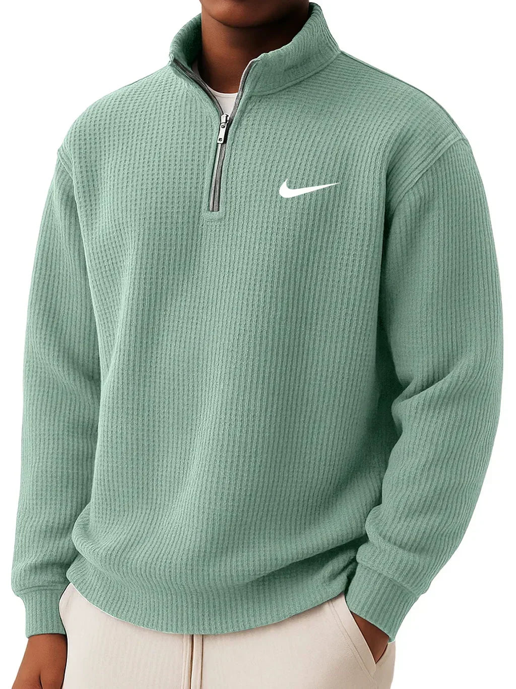 Sweatshirt mit Kragen und halbem Reißverschluss