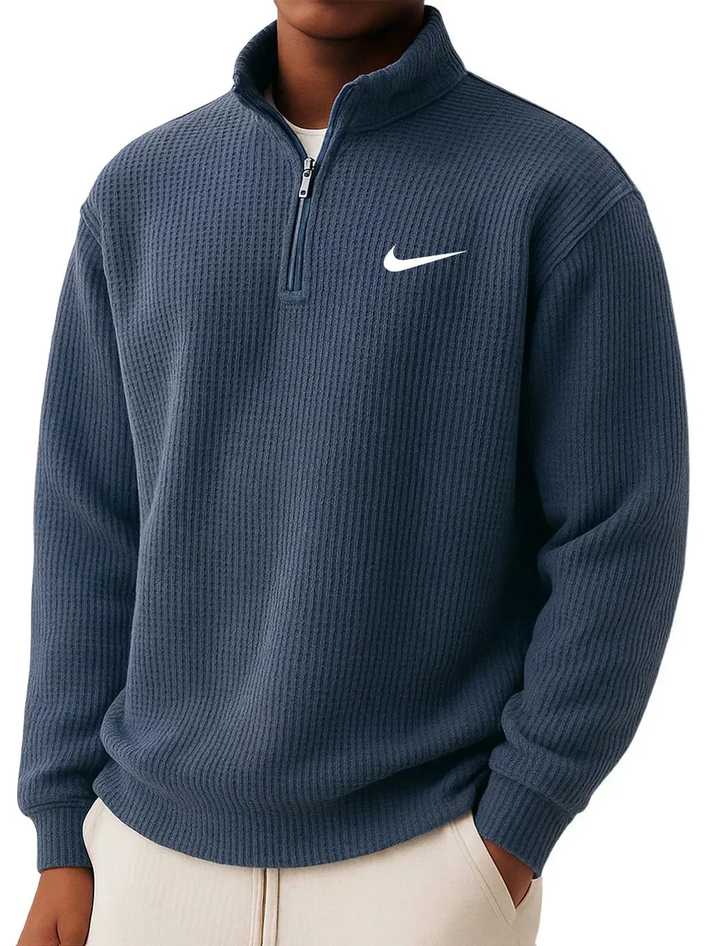 Sweatshirt mit Kragen und halbem Reißverschluss