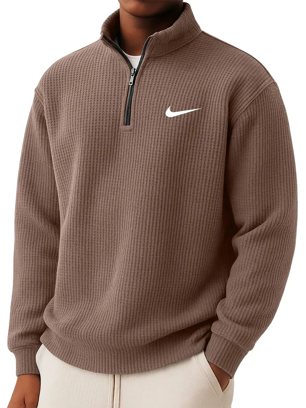 Sweatshirt mit Kragen und halbem Reißverschluss