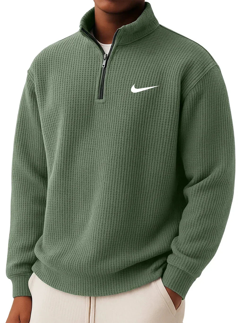 Sweatshirt mit Kragen und halbem Reißverschluss